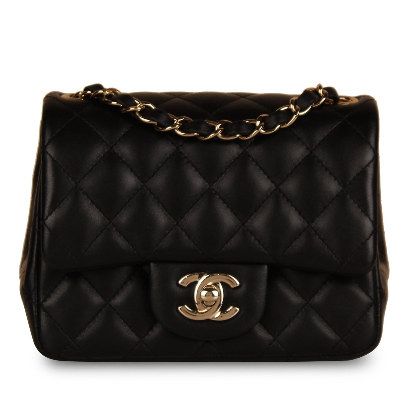 Chanel Classic Flap Lambskin Black Shoulder Bag Style 222