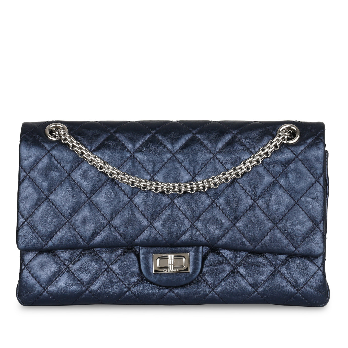 Chanel Classic Flap Calfskin Blue Shoulder Bag