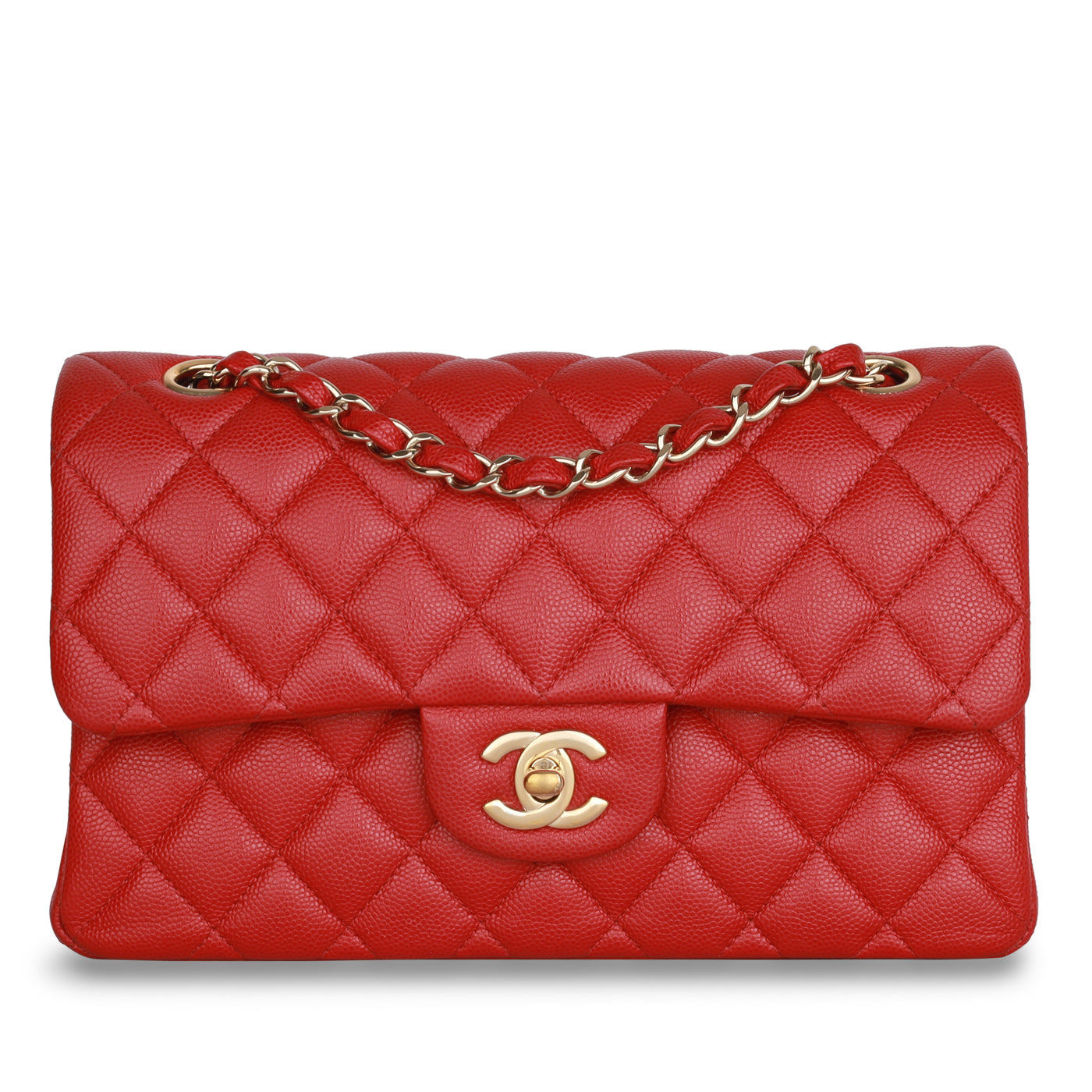 Chanel Classic Flap Caviar Gold Shoulder Bag Style 34