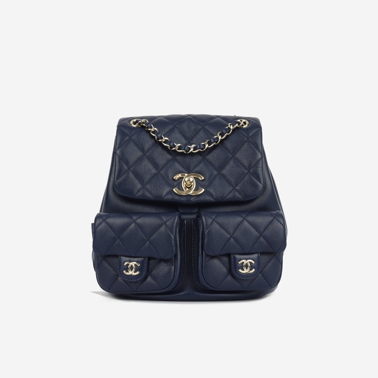 Chanel Luxury Lambskin Gold Backpack Lambskin