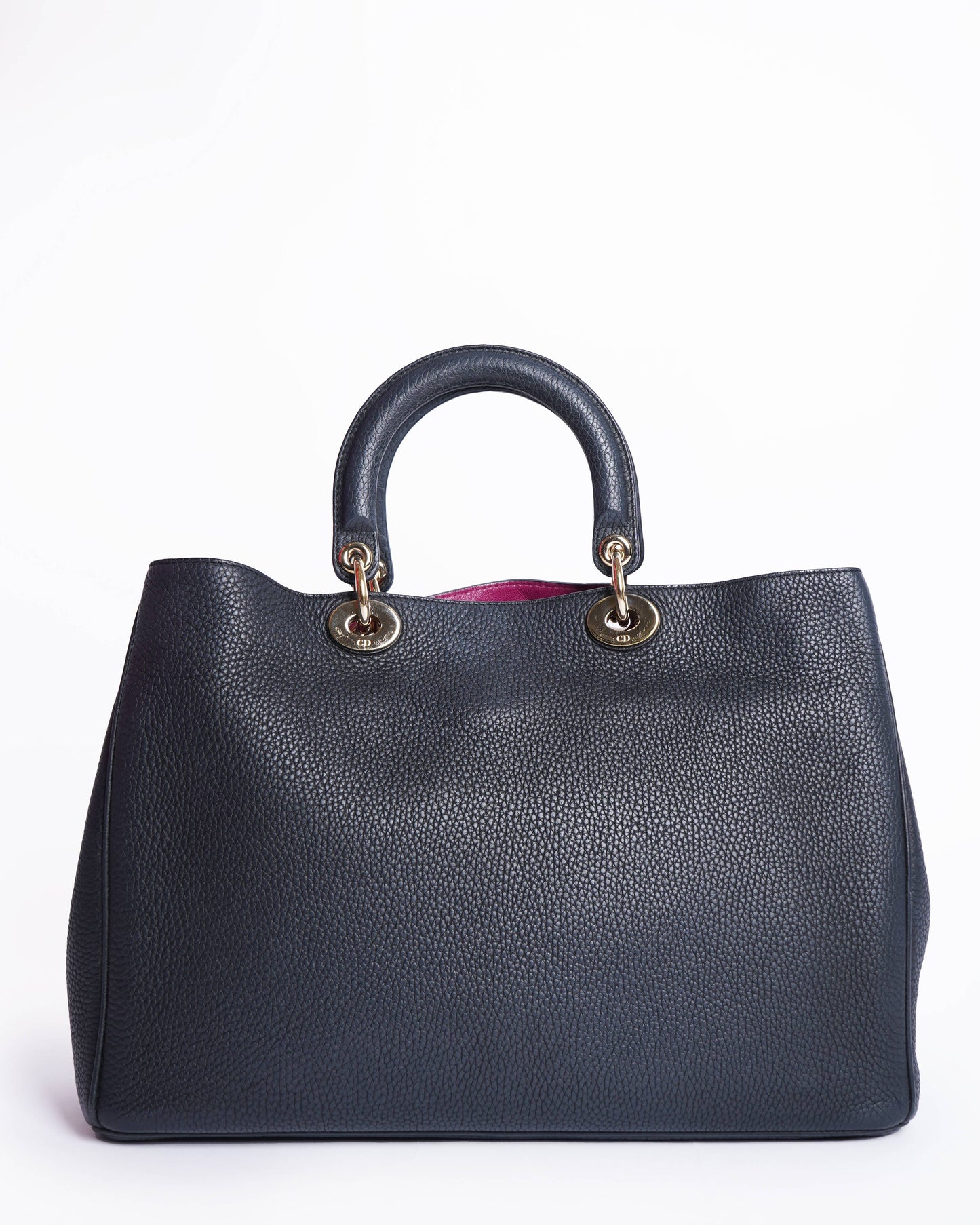 Christian Dior Black Leather Medium Diorissimo Shopper Tote Bag