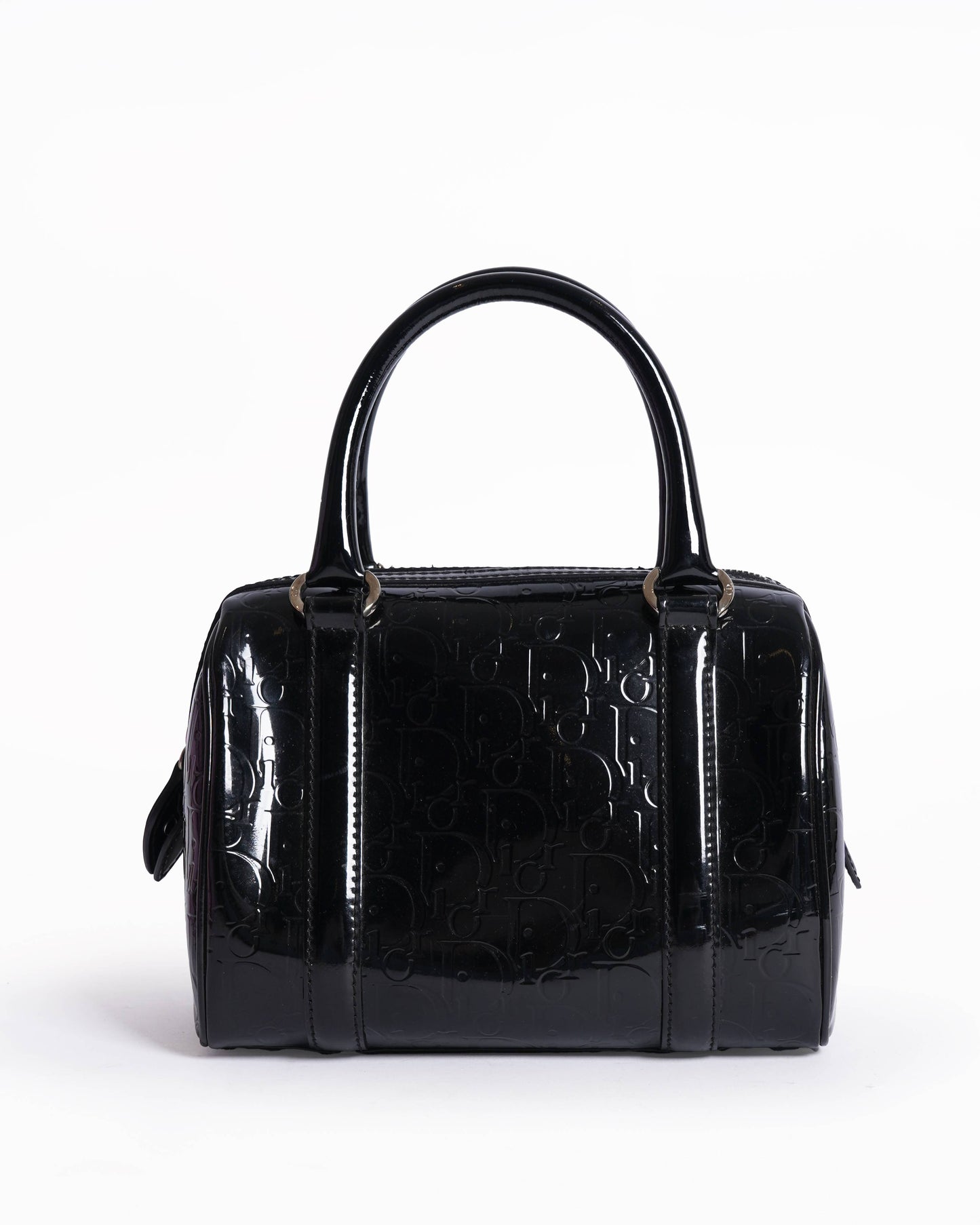 Christian Dior Boston Bag In Black Monogram Patent Leather