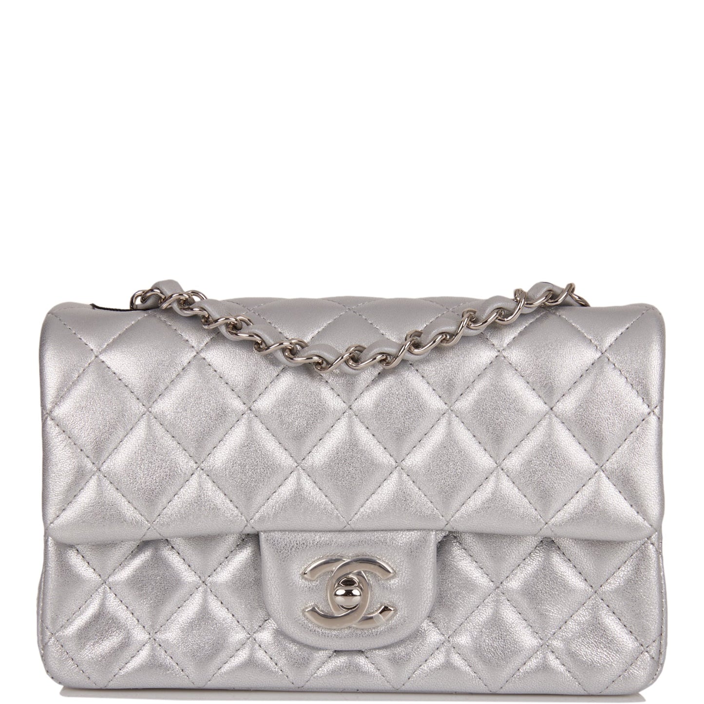 Chanel Lambskin Silver Shoulder Bag