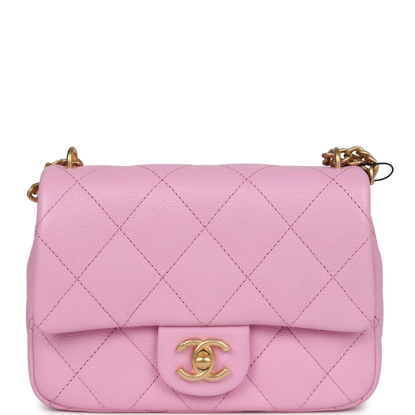 Chanel Mini Sweetheart Crush Square Flap Bag Pink Caviar Aged Gold Hardware