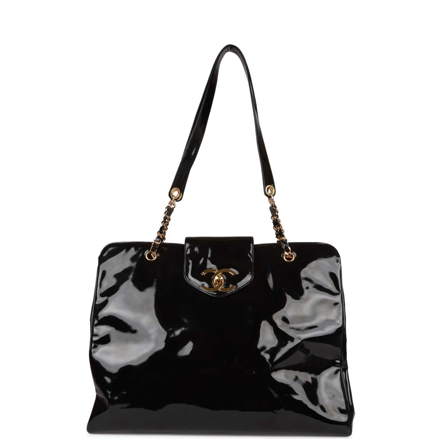 Chanel Supermodel Weekender Tote Bag Black Patent Gold Hardware