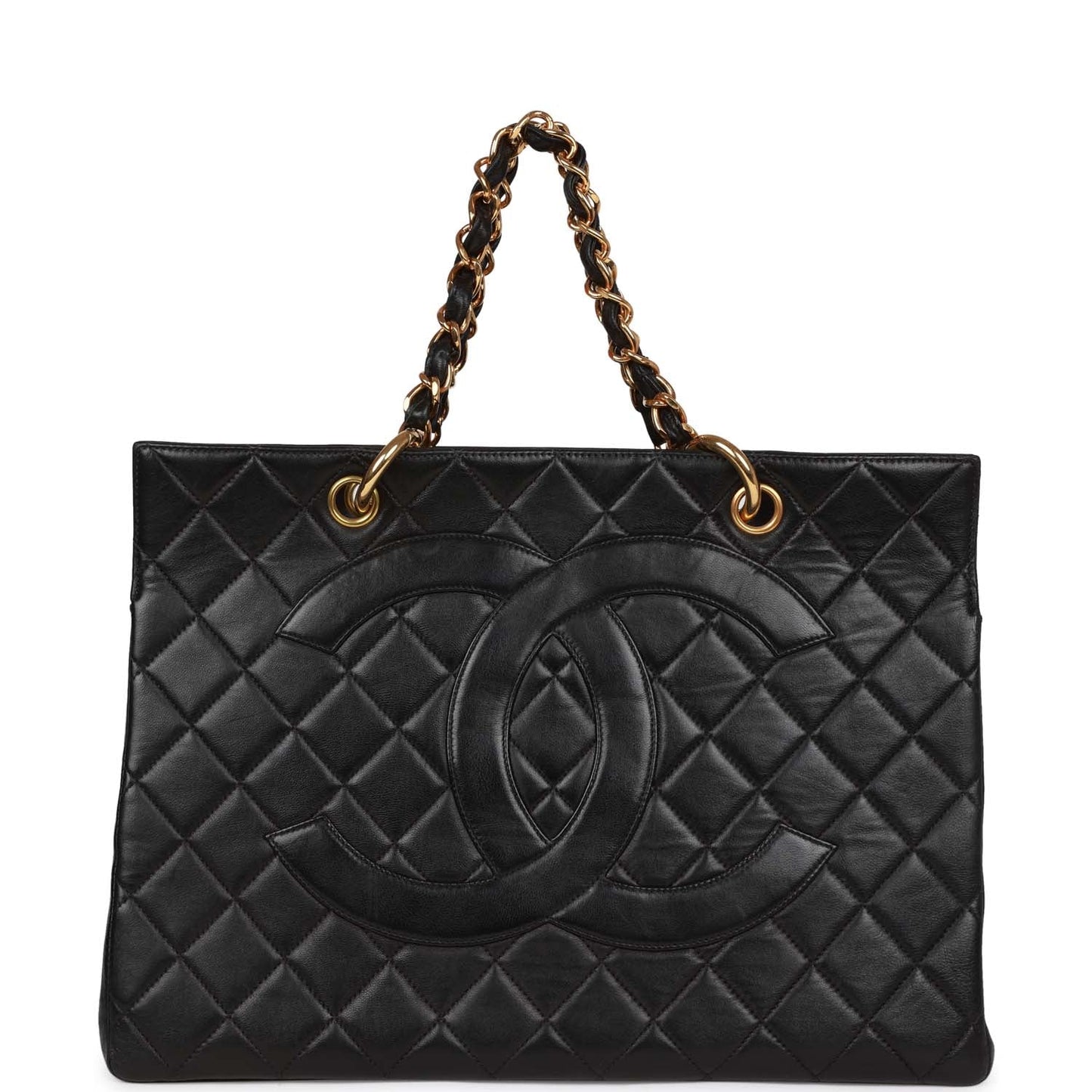 Chanel Grand Cc Timeless Tote Bag Black Lambskin Gold Hardware