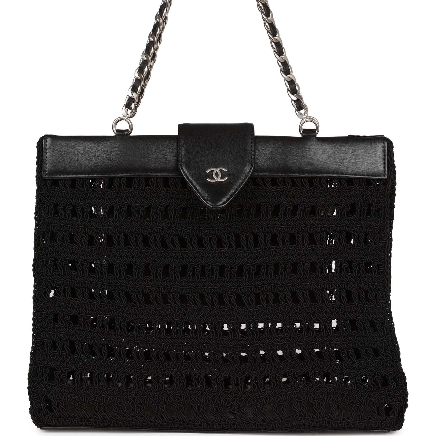 Chanel Supermodel Tote Black Crochet Aged Silver Hardware
