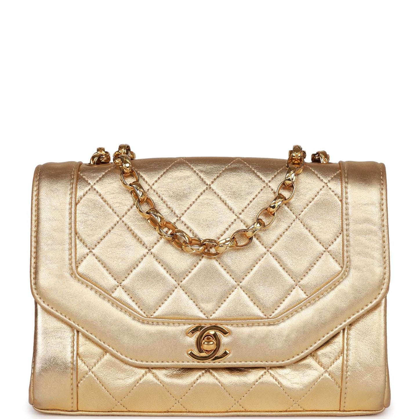 Chanel Flap Bag Gold Metallic Lambskin Gold Hardware