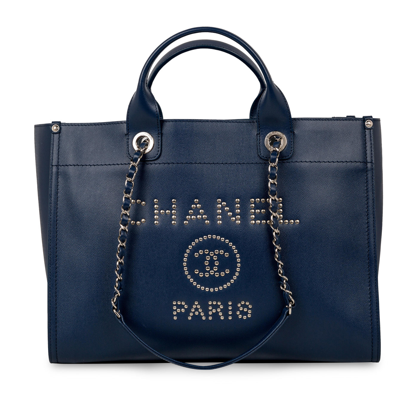 Chanel Cambon Canvas Silver Tote Bag