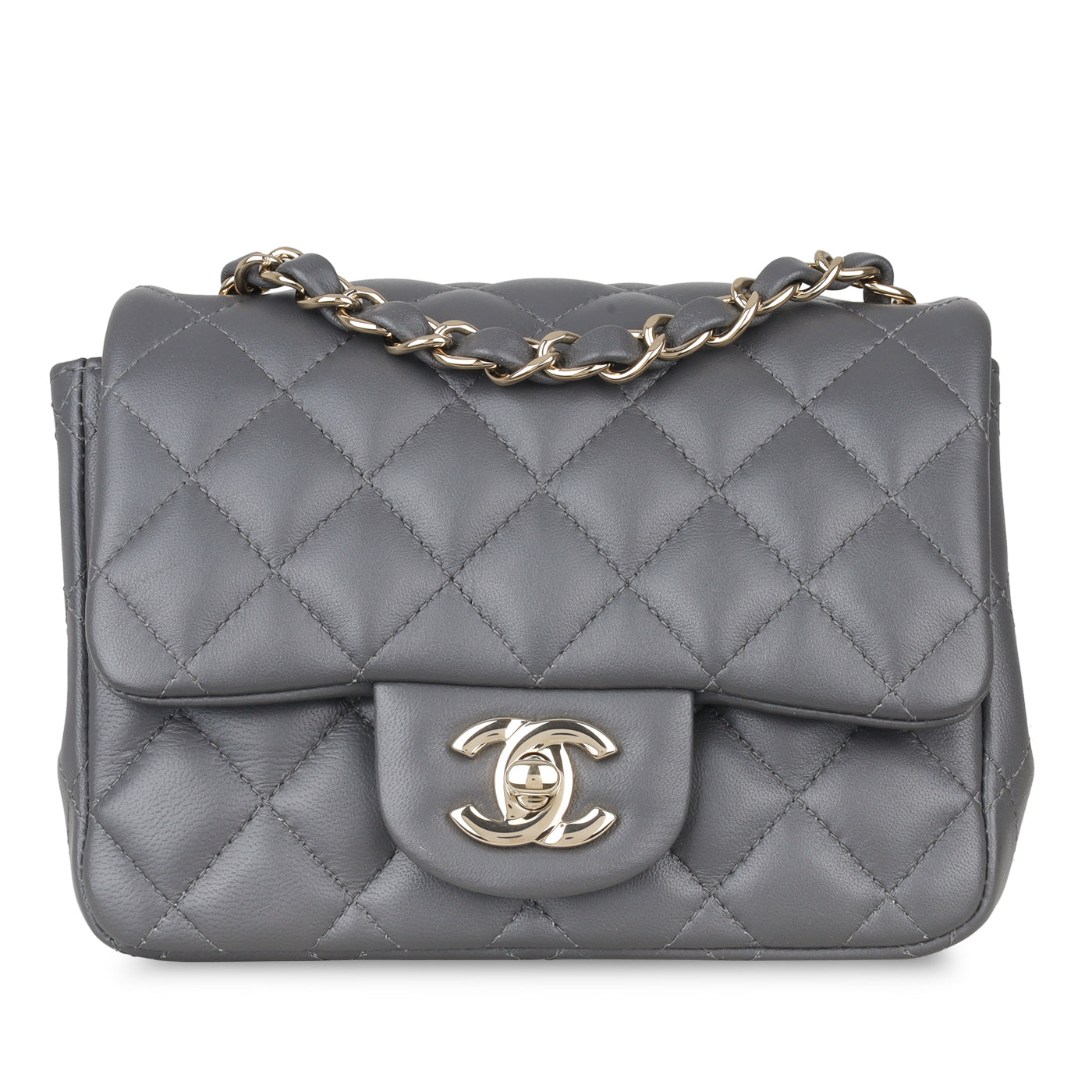 Chanel Mini Square Classic Flap - Grey Lambskin