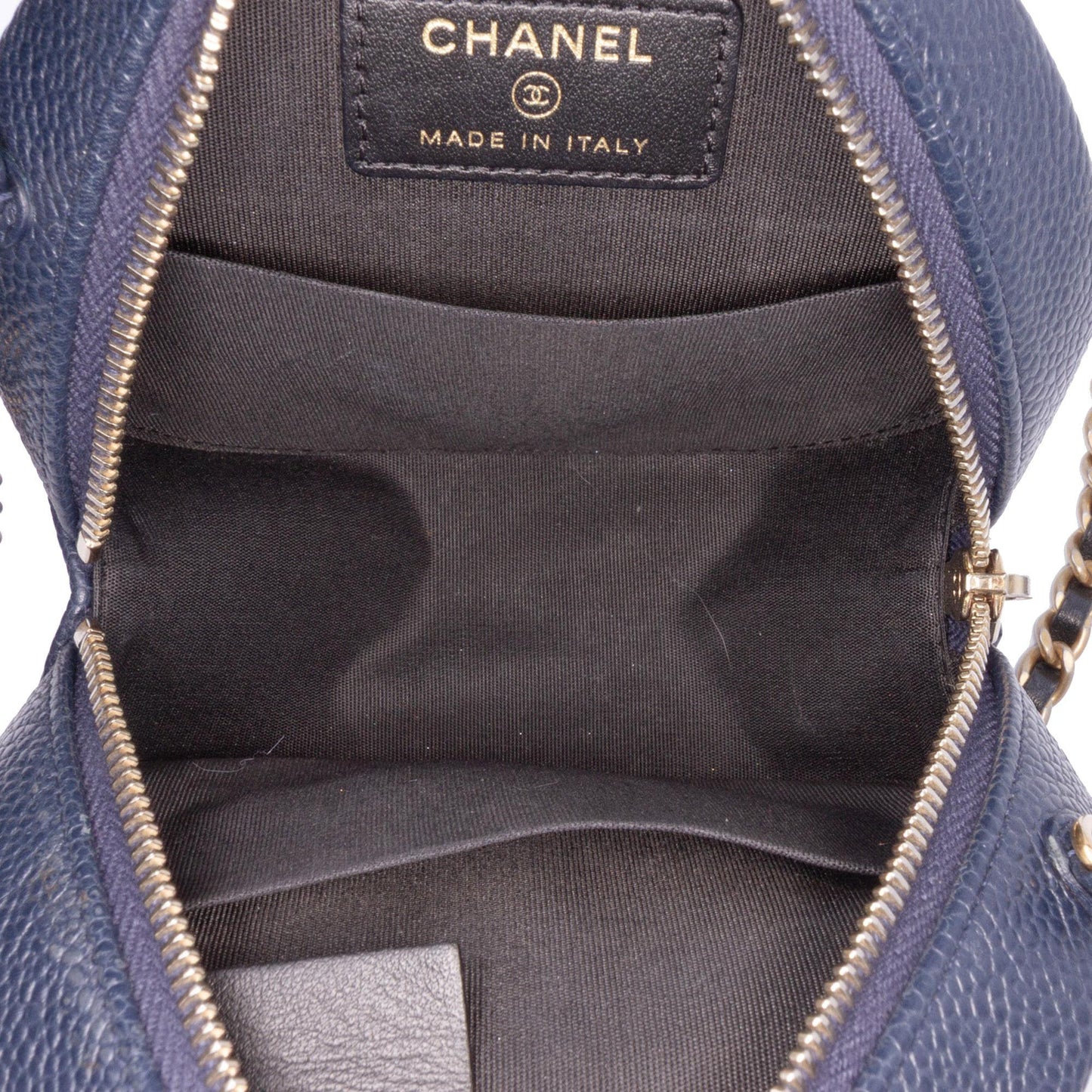 Chanel Caviar Cc Filigree Round Crossbody Bag