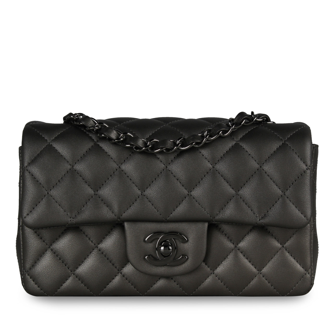 Chanel Classic Flap Lambskin Black Shoulder Bag Style 174