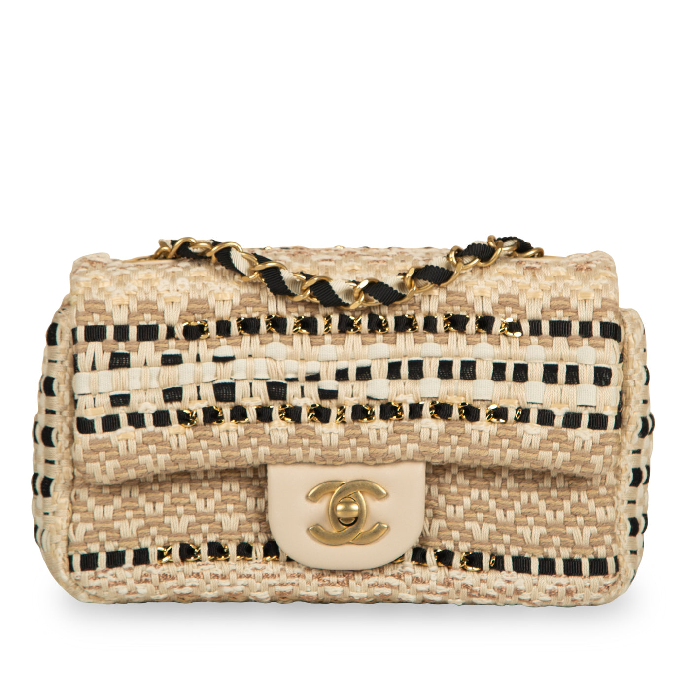 Chanel Classic Flap Tweed Black Shoulder Bag Tweed