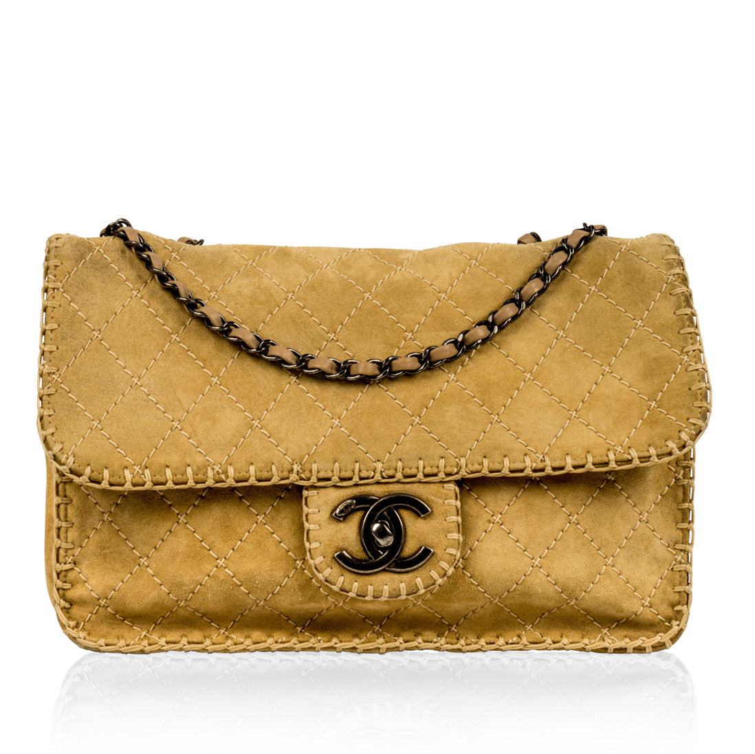 Chanel Boy Leather Beige Shoulder Bag
