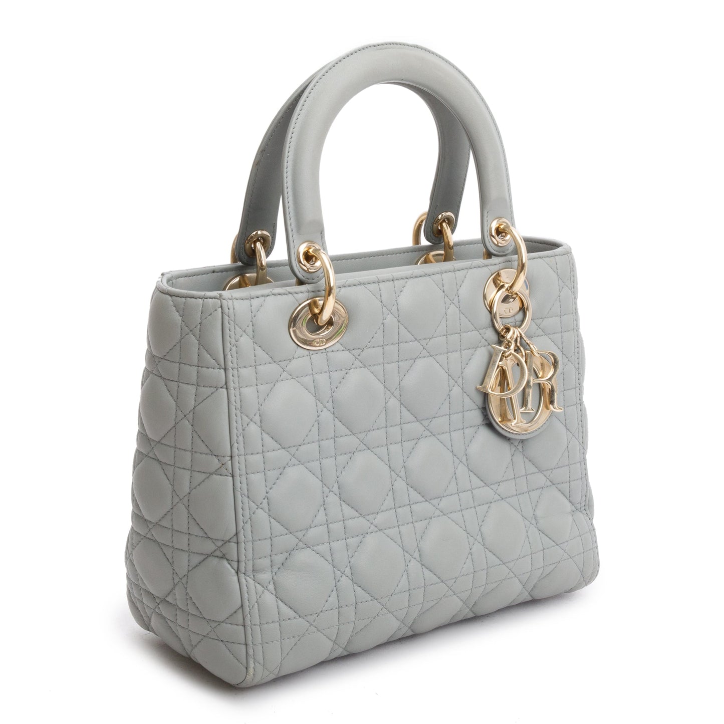 Christian Dior 2020 Grey Cannage Lambskin Leather Medium Lady Dior Bag