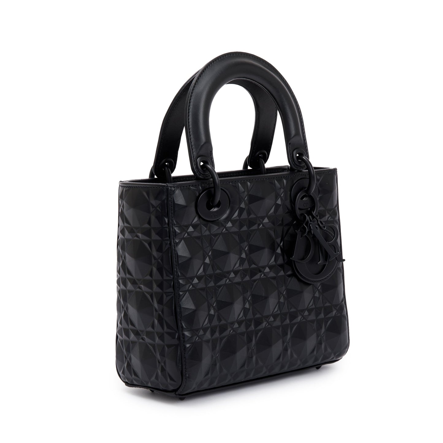Christian Dior 2022 Black Diamond Motif Cannage Leather Small Lady Dior My Abcdior Bag