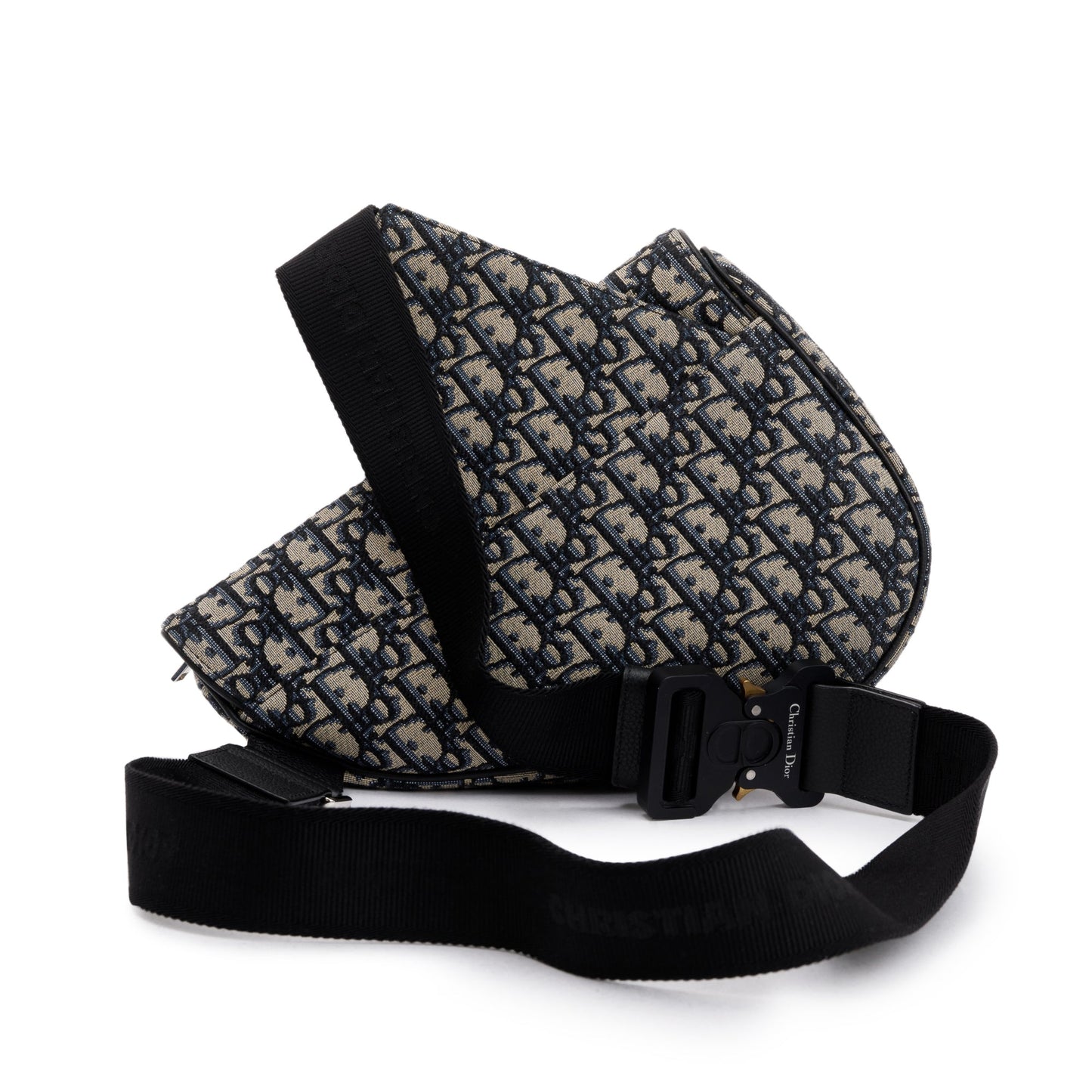 Christian Dior Beige & Black Oblique Mens Saddle Bag