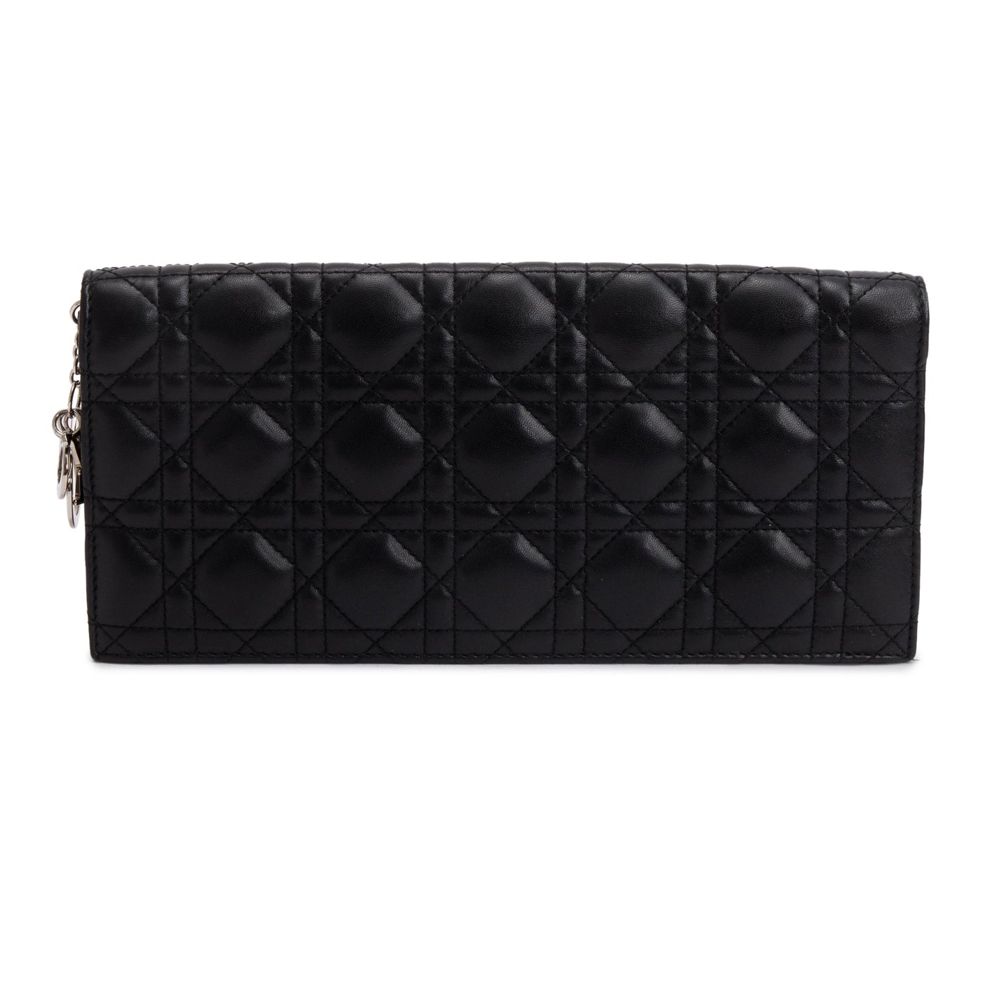 Christian Dior Black Leather Lady Dior Convertible Clutch