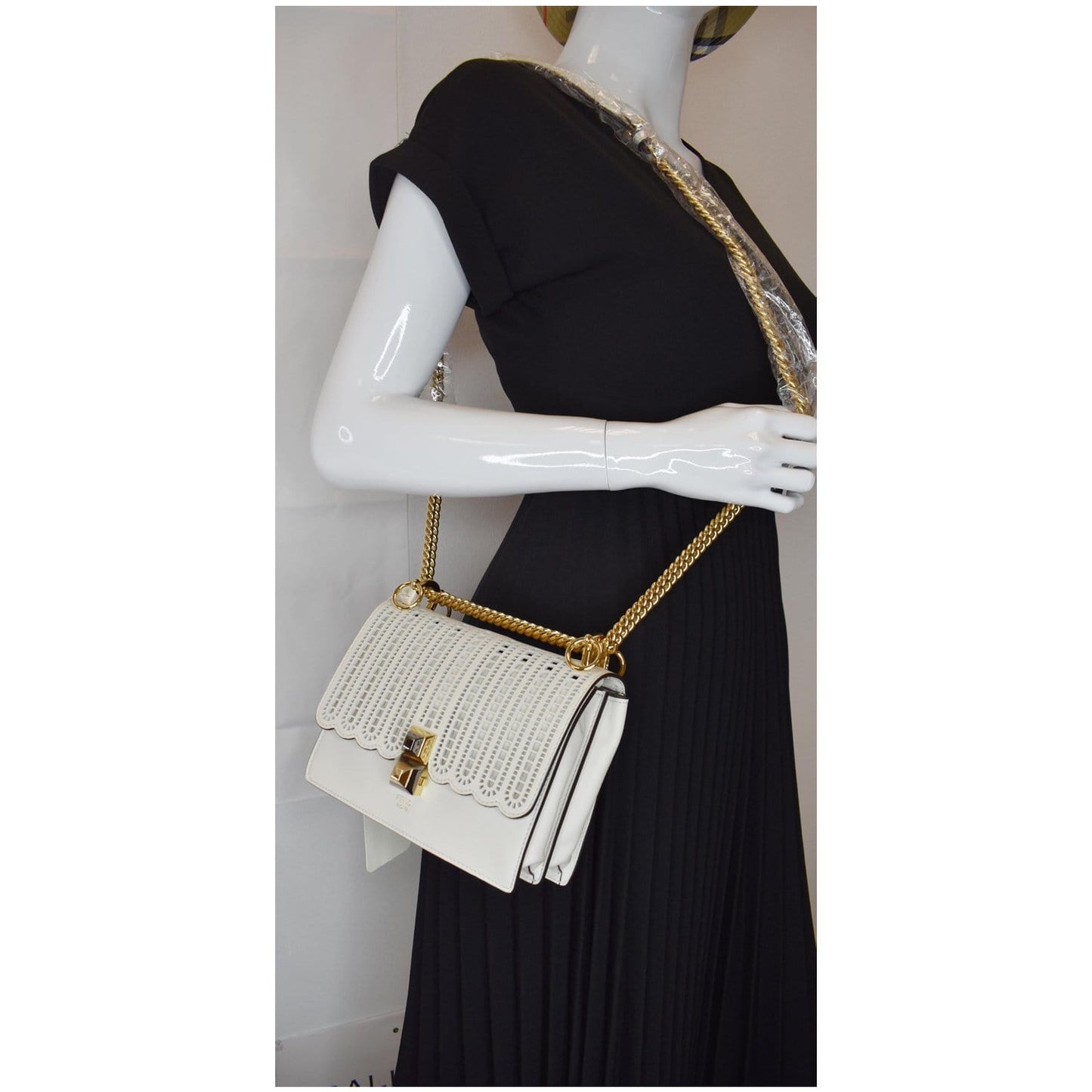 Fendi Kan I Leather White Shoulder Bag
