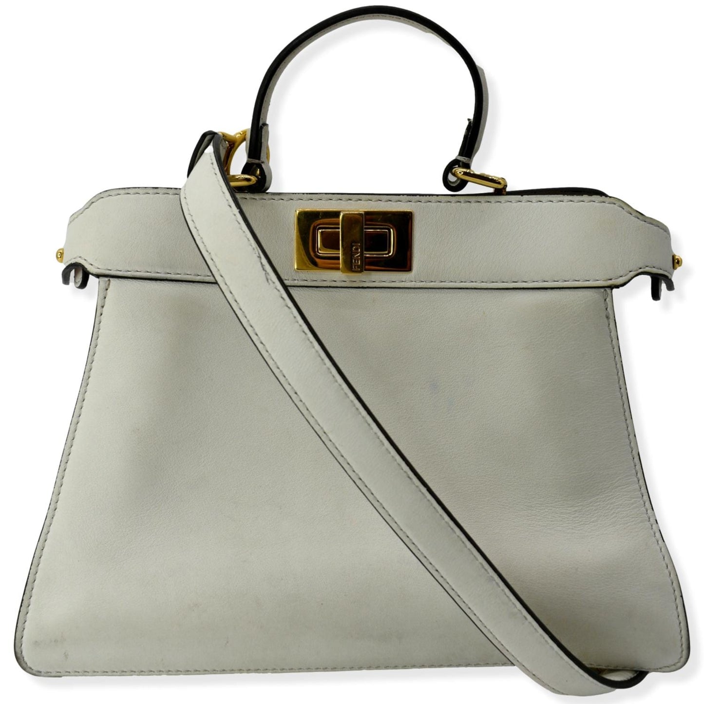Fendi Peekaboo Leather White Tote Bag Leather