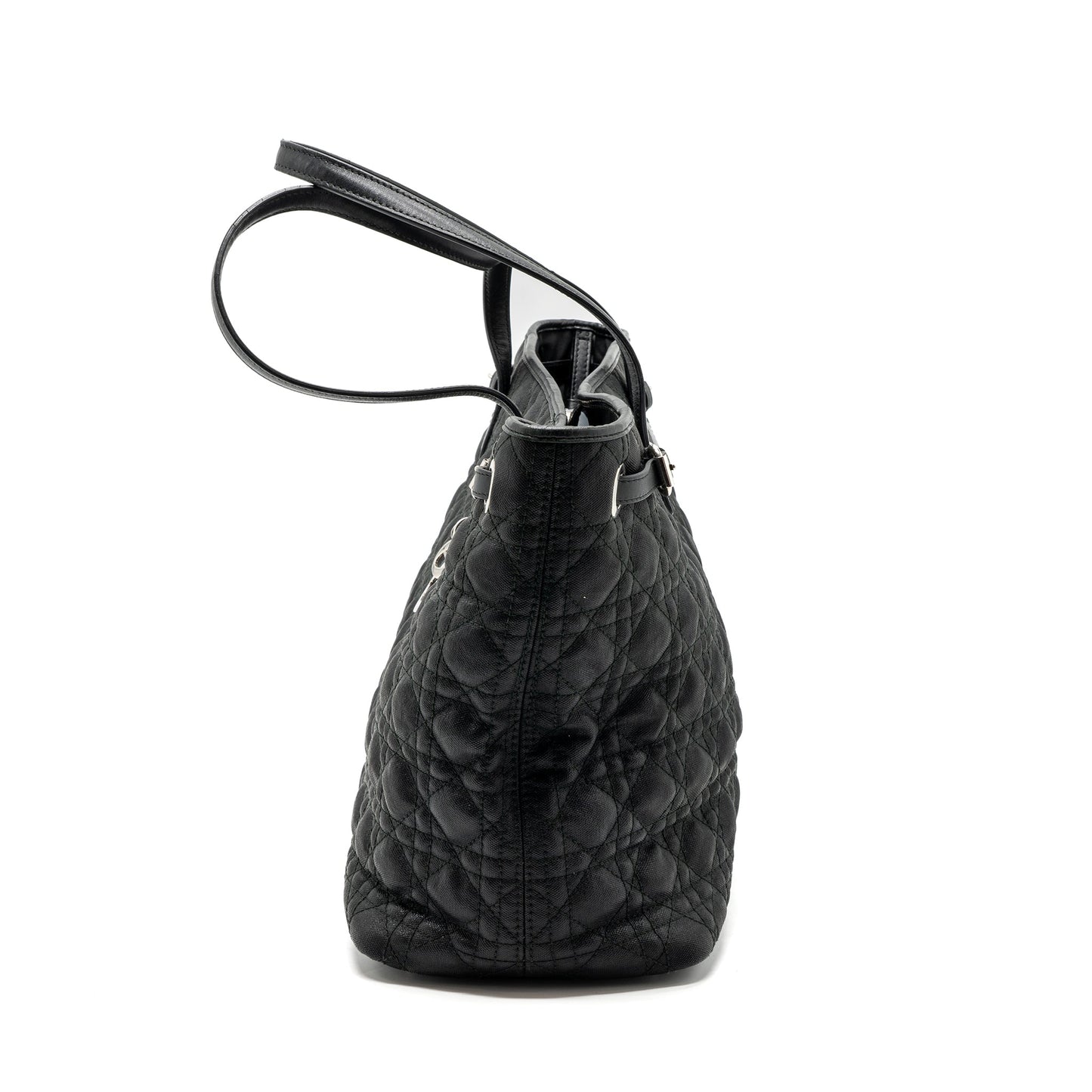 Dior Shopping Tote Purse Fabric/Leather Black