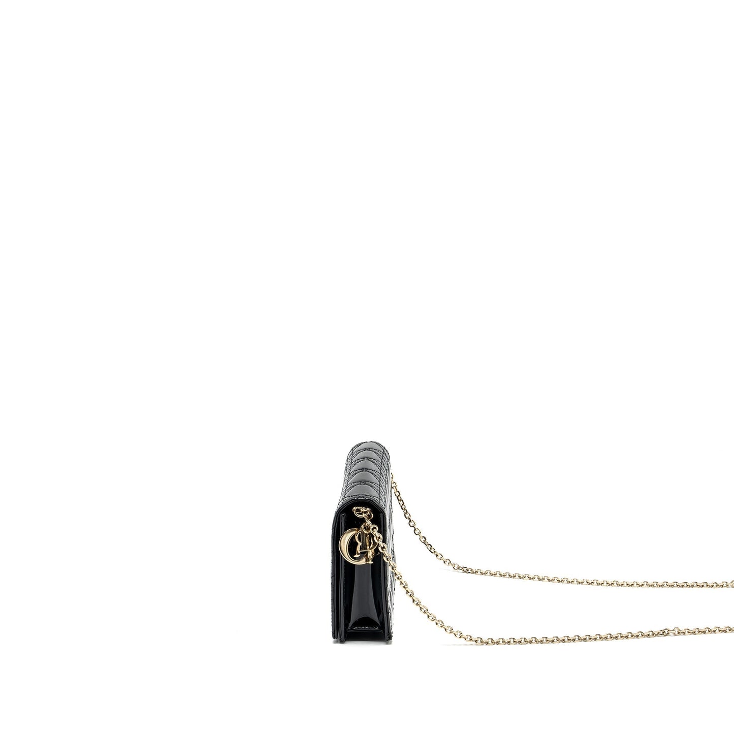 Dior Lady Dior Pouch Wallet on Chain Patent Black