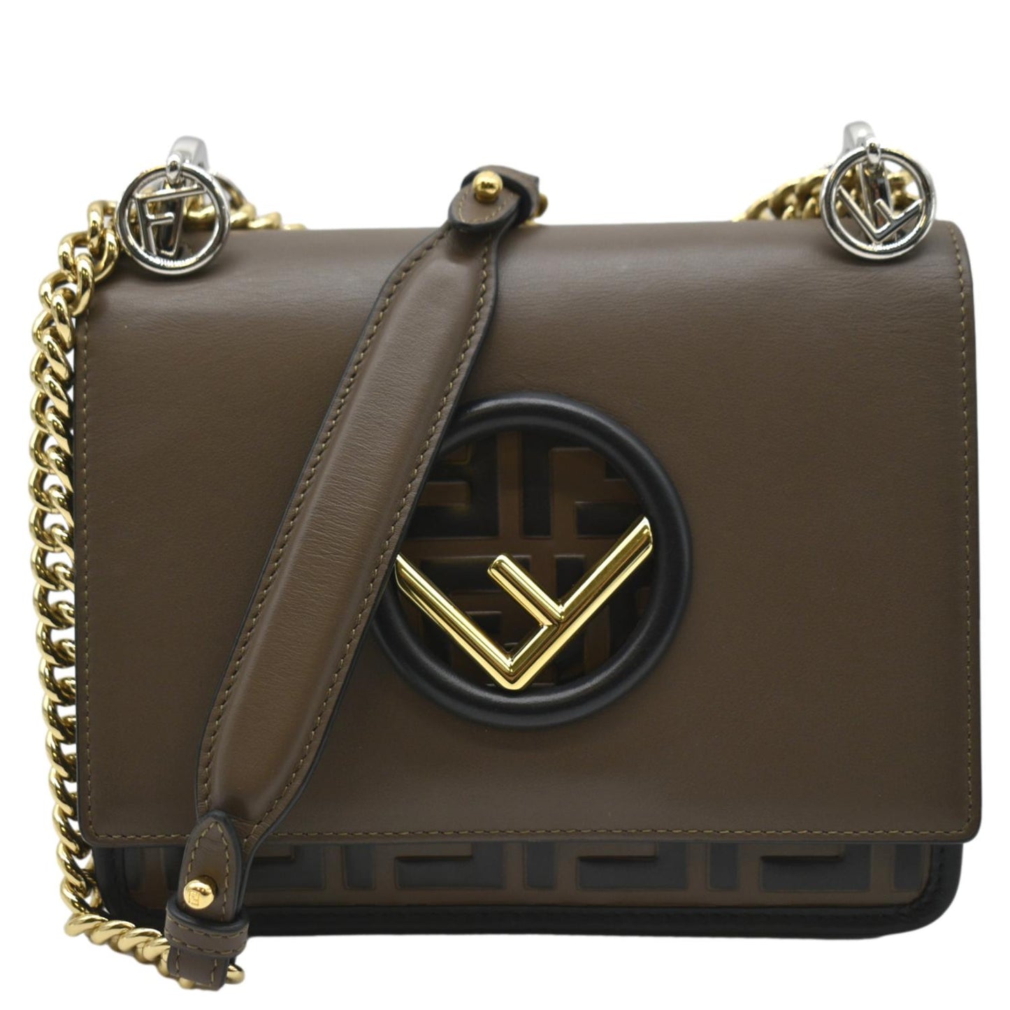 Fendi Kan I Leather Brown Shoulder Bag