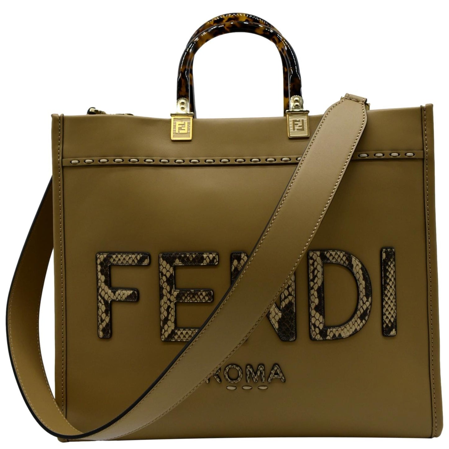 Fendi Sunshine Leather Red Tote Bag Style 19