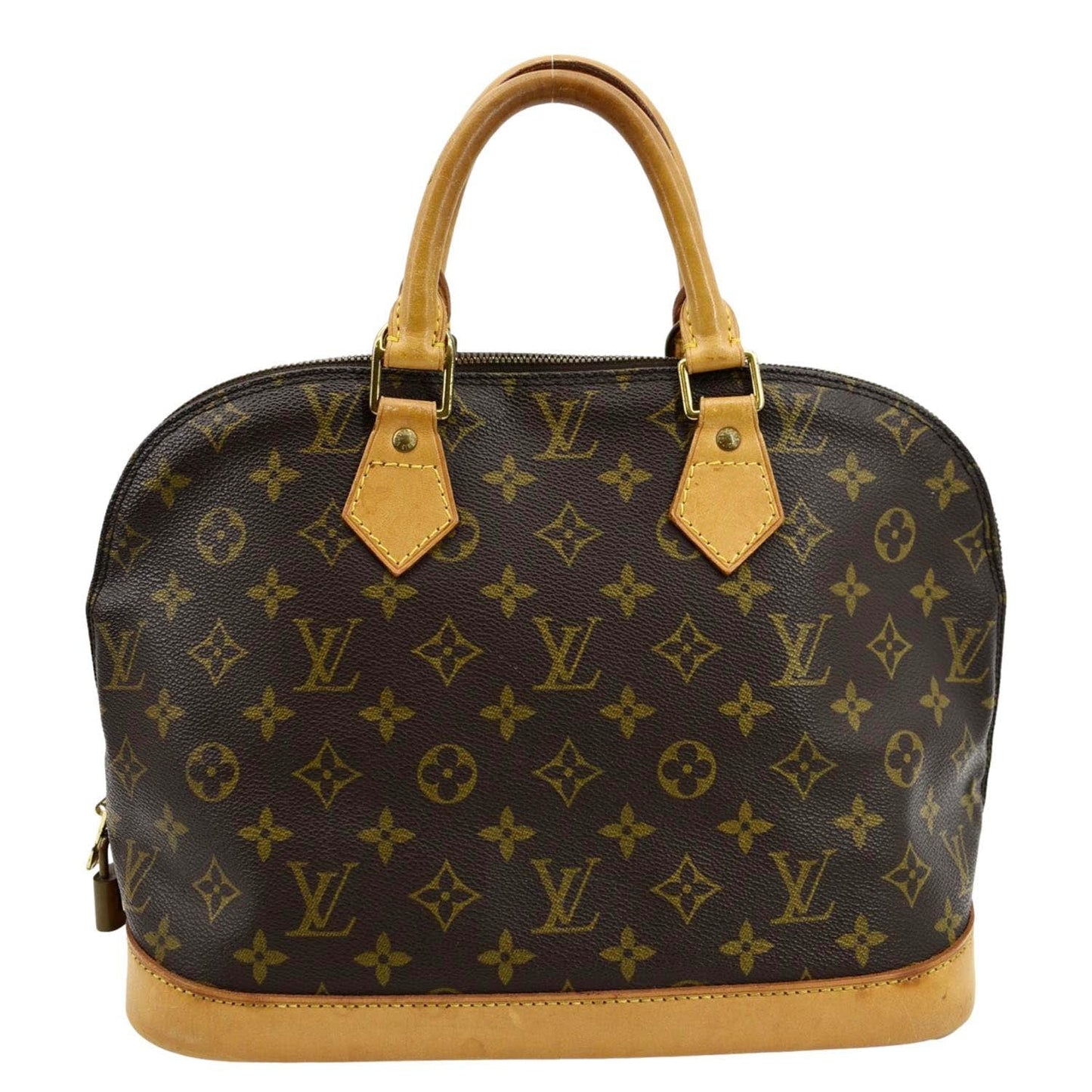 LOUIS VUITTON Alma Monogram Canvas Satchel Crossbody Bag Brown