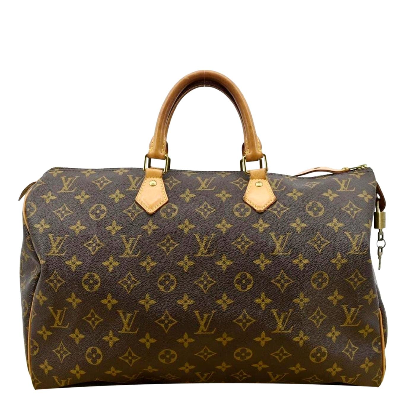 LOUIS VUITTON 40 Monogram Canvas Satchel Bag Brown