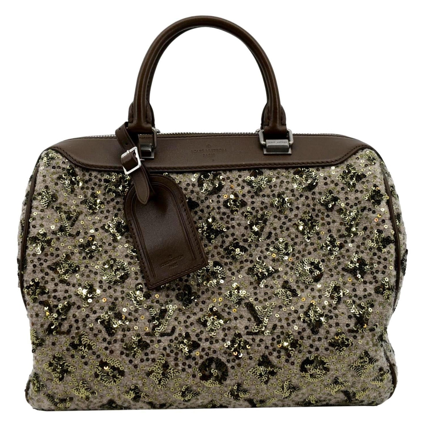 LOUIS VUITTON Sunshine Express 30 Monogram Sequin Satchel Bag Khaki