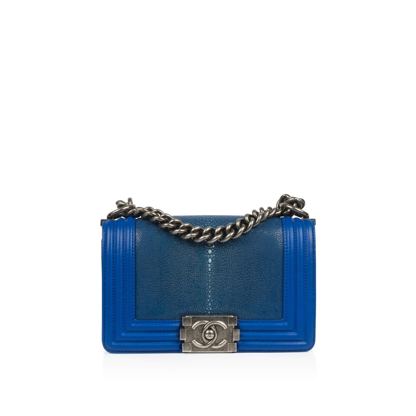 Chanel Boy Bag Leather Blue Shoulder Bag