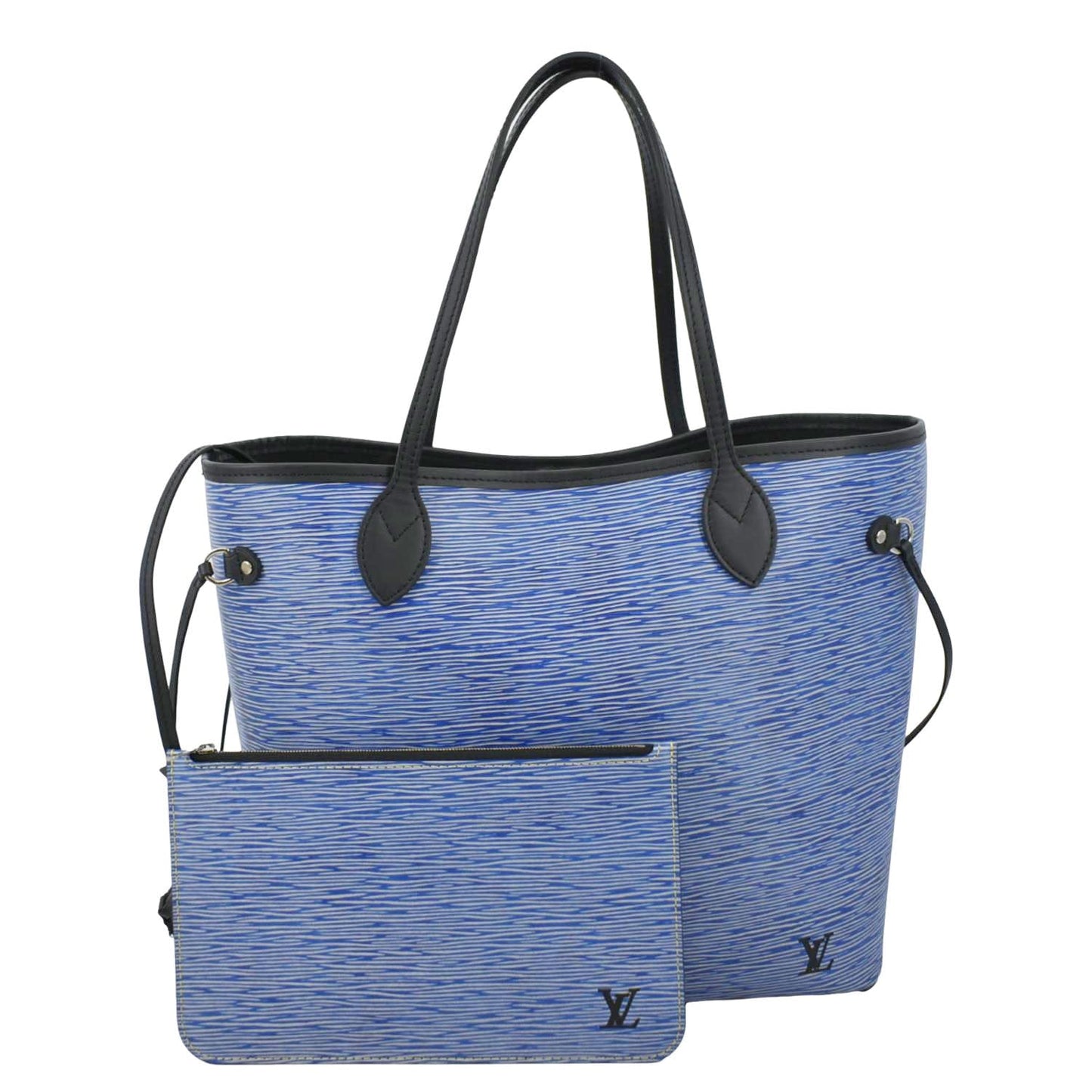 LOUIS VUITTON Neverfull Epi Leather Tote Shoulder Bag Denim Blue