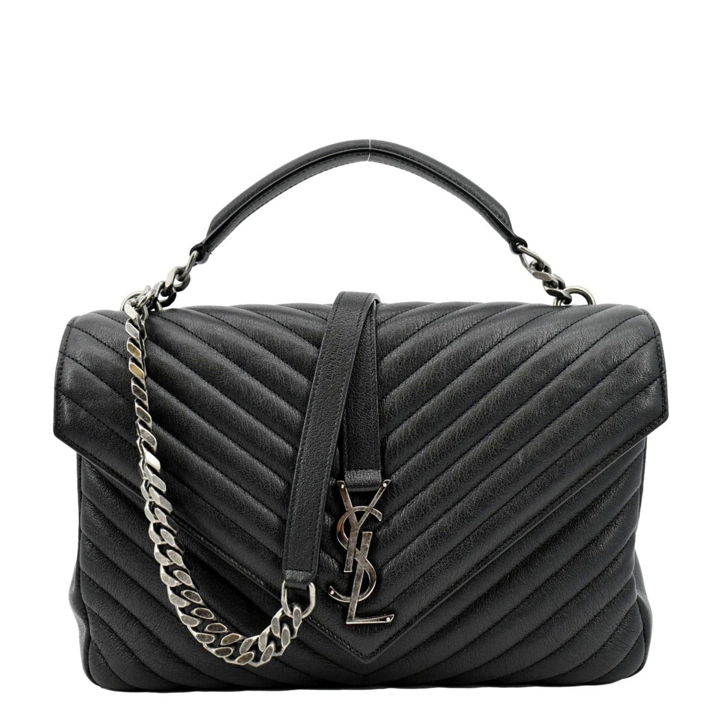 Saint Laurent College Leather Black Shoulder Bag Style 3