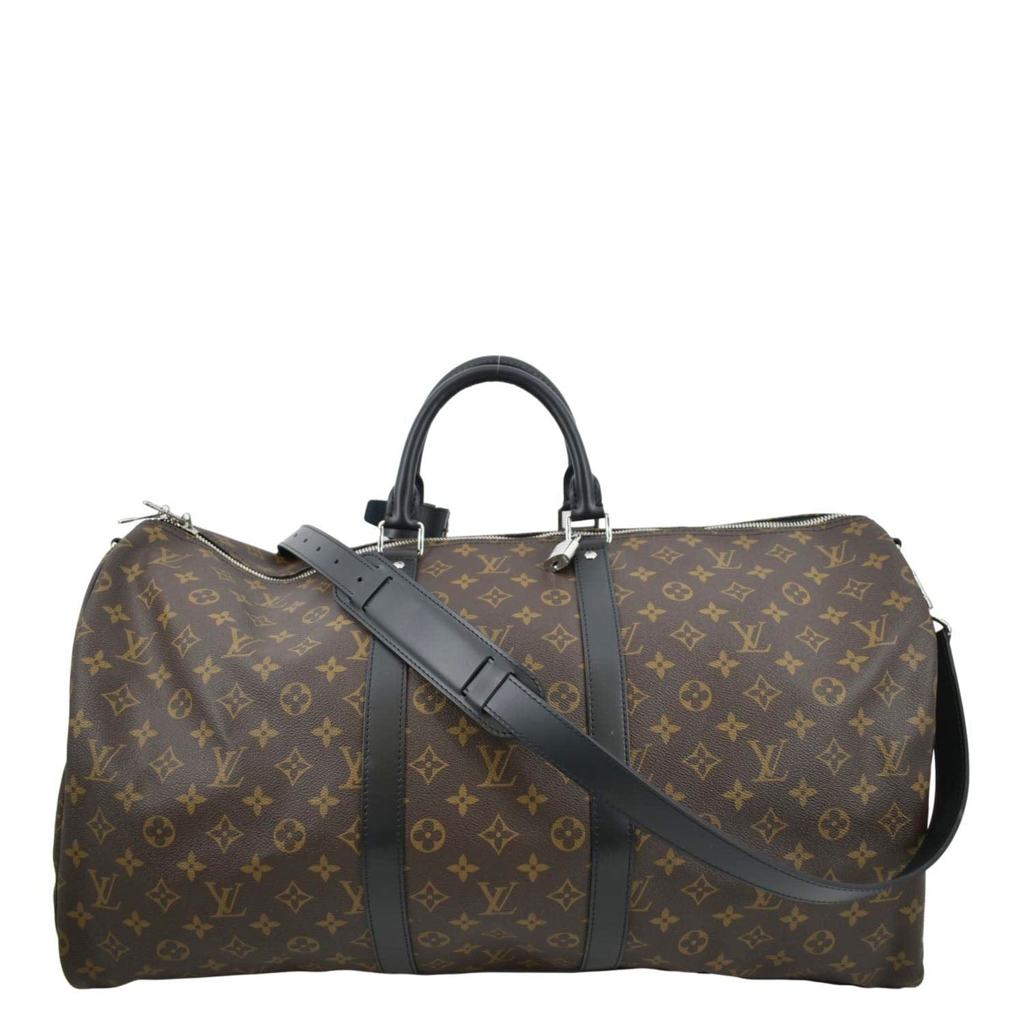 LOUIS VUITTON Keepall 55 Bandouliere Monogram Canvas Travel Bag Brown
