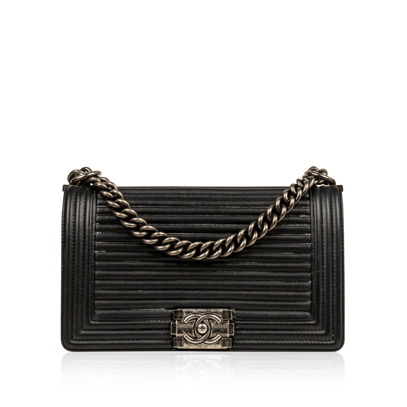 Chanel Boy Bag Lambskin Black Shoulder Bag Style 60