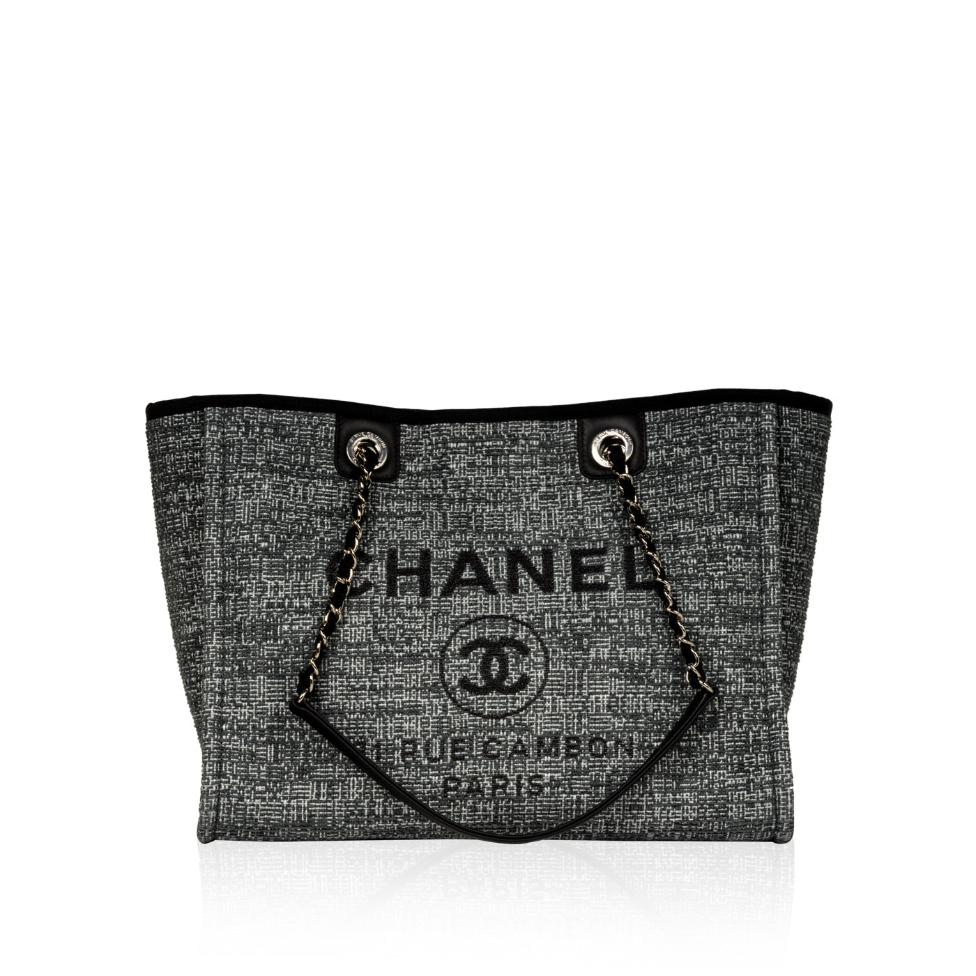 Chanel Cambon Tweed Black Tote Bag Tweed