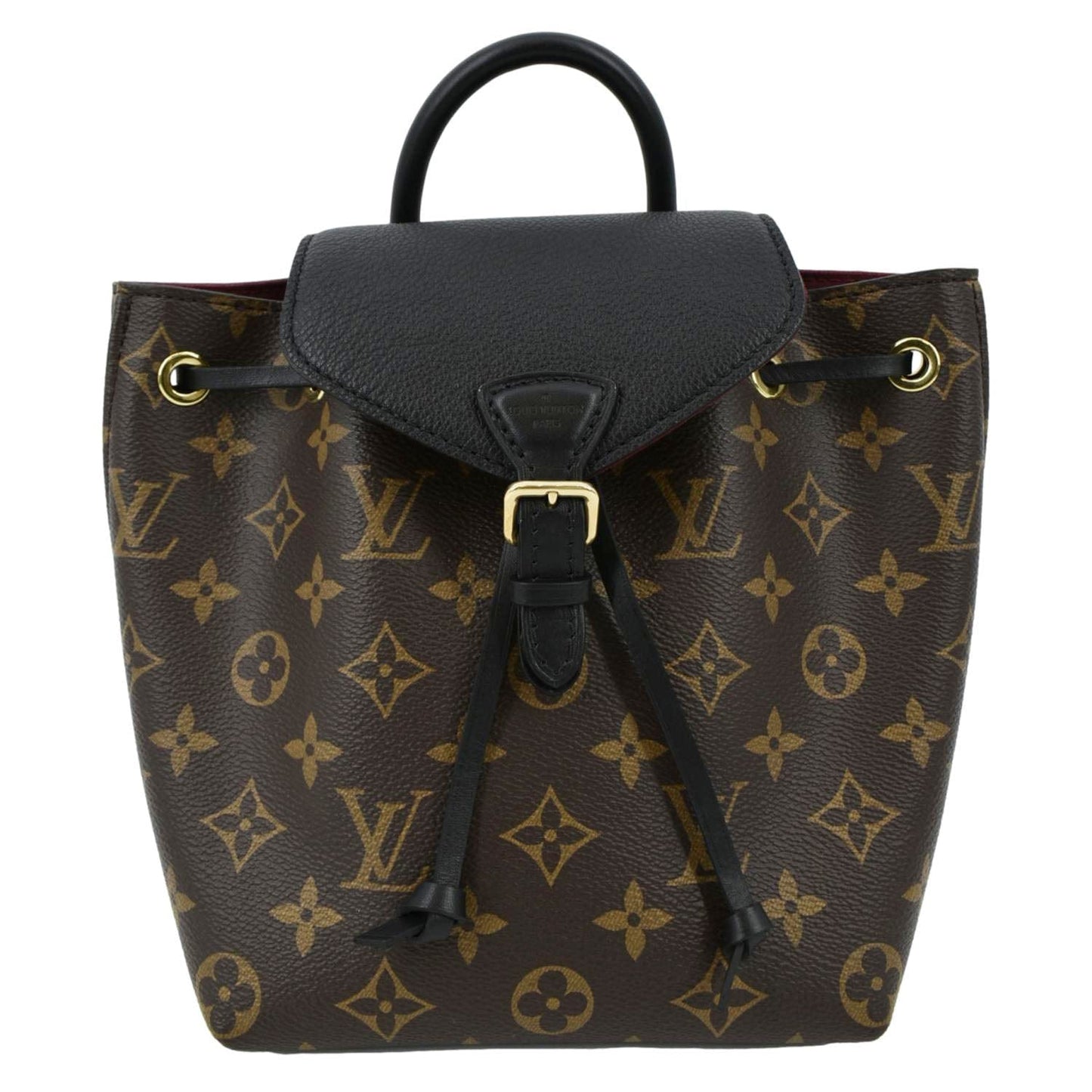 LOUIS VUITTON Montsouris BB Monogram Canvas Leather Backpack Bag Black