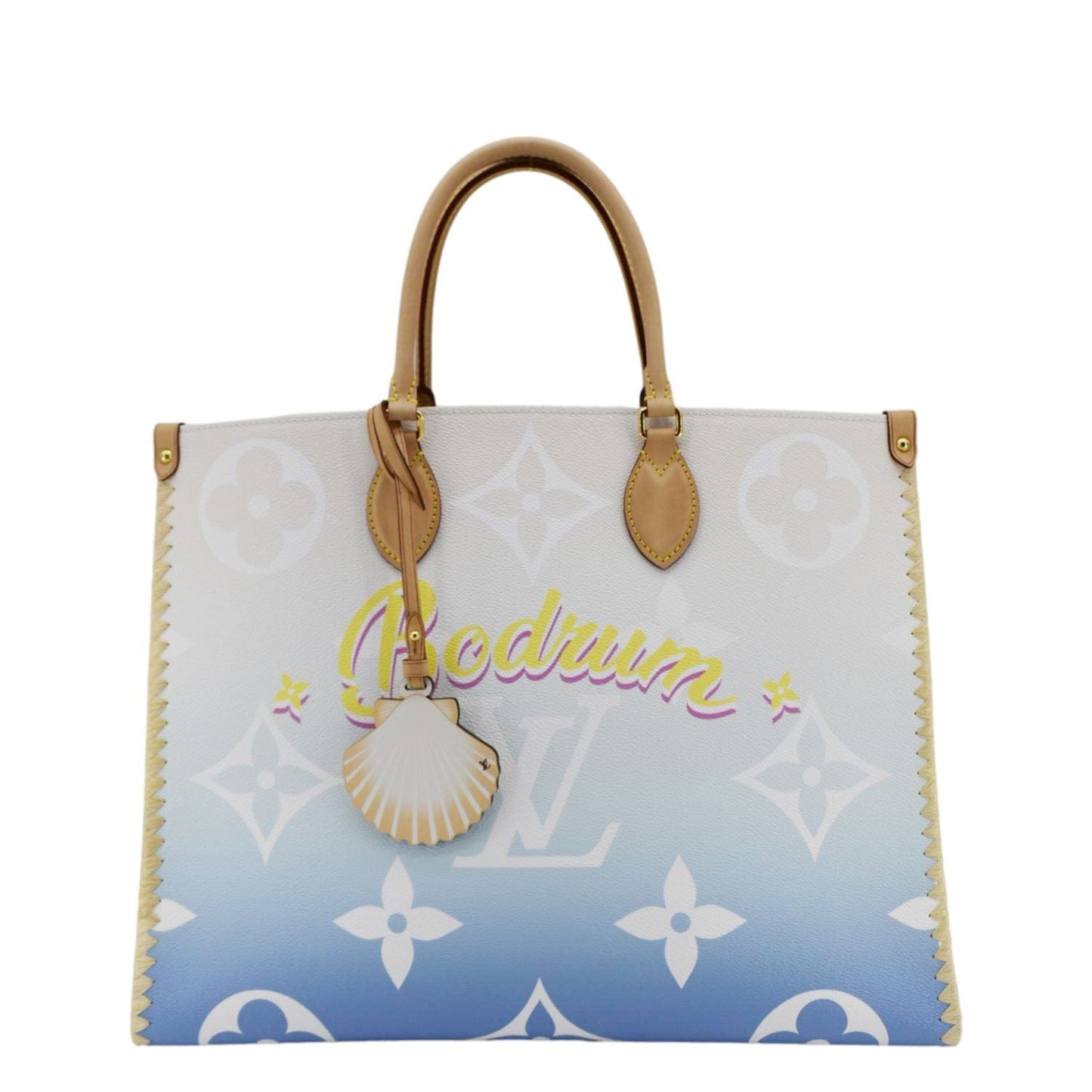 LOUIS VUITTON Onthego GM By The Pool Raffia Portofino Canvas Tote Bag Multicolor
