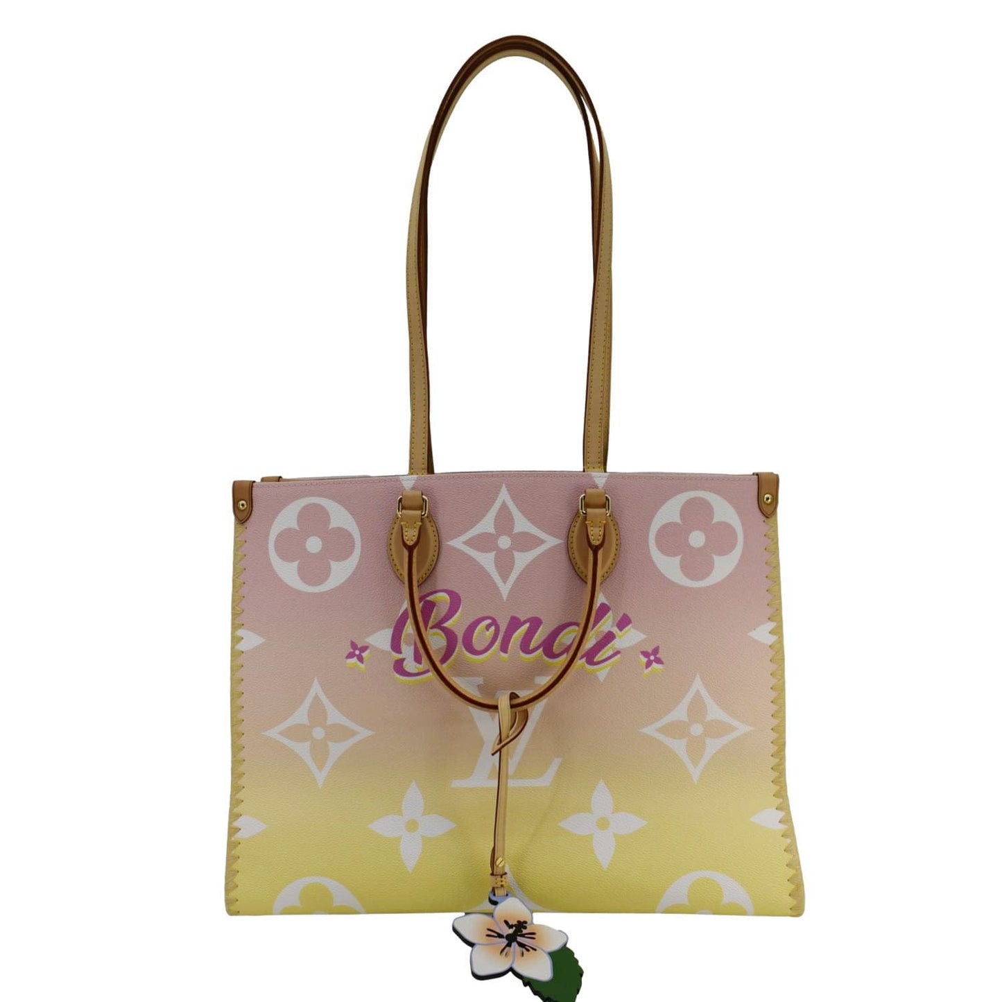 LOUIS VUITTON Onthego GM By The Pool Raffia Canvas Tote Bag Multicolor