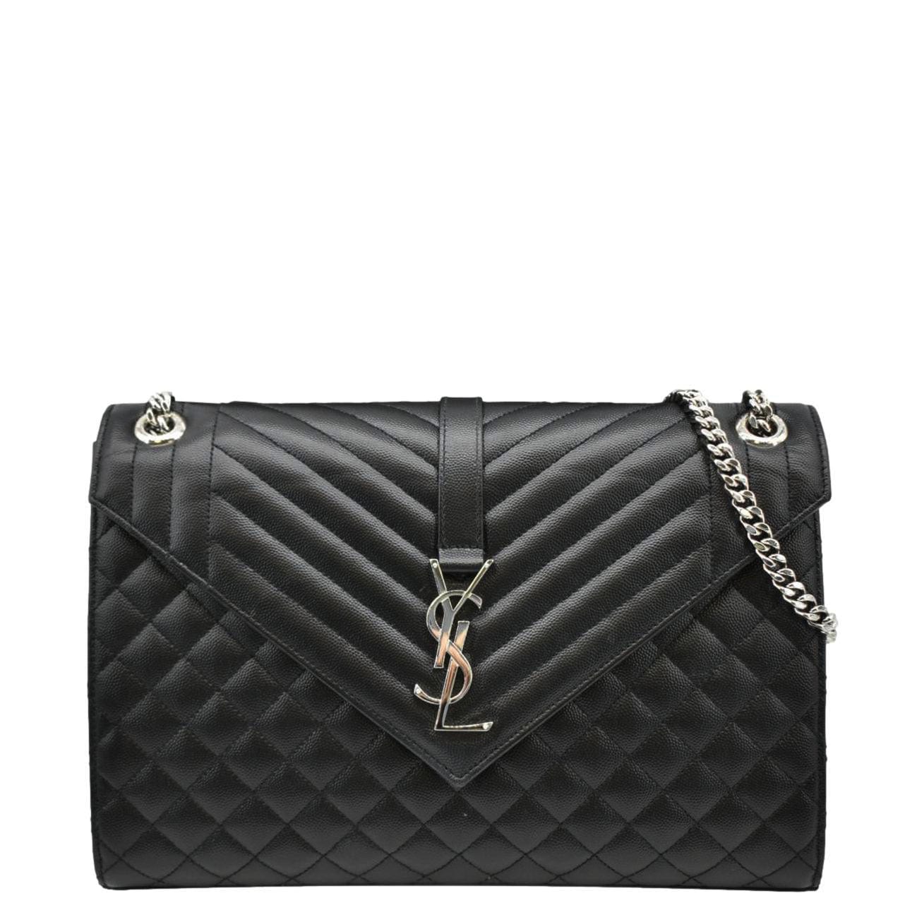 Saint Laurent Envelope Leather Black Shoulder Bag Style 23