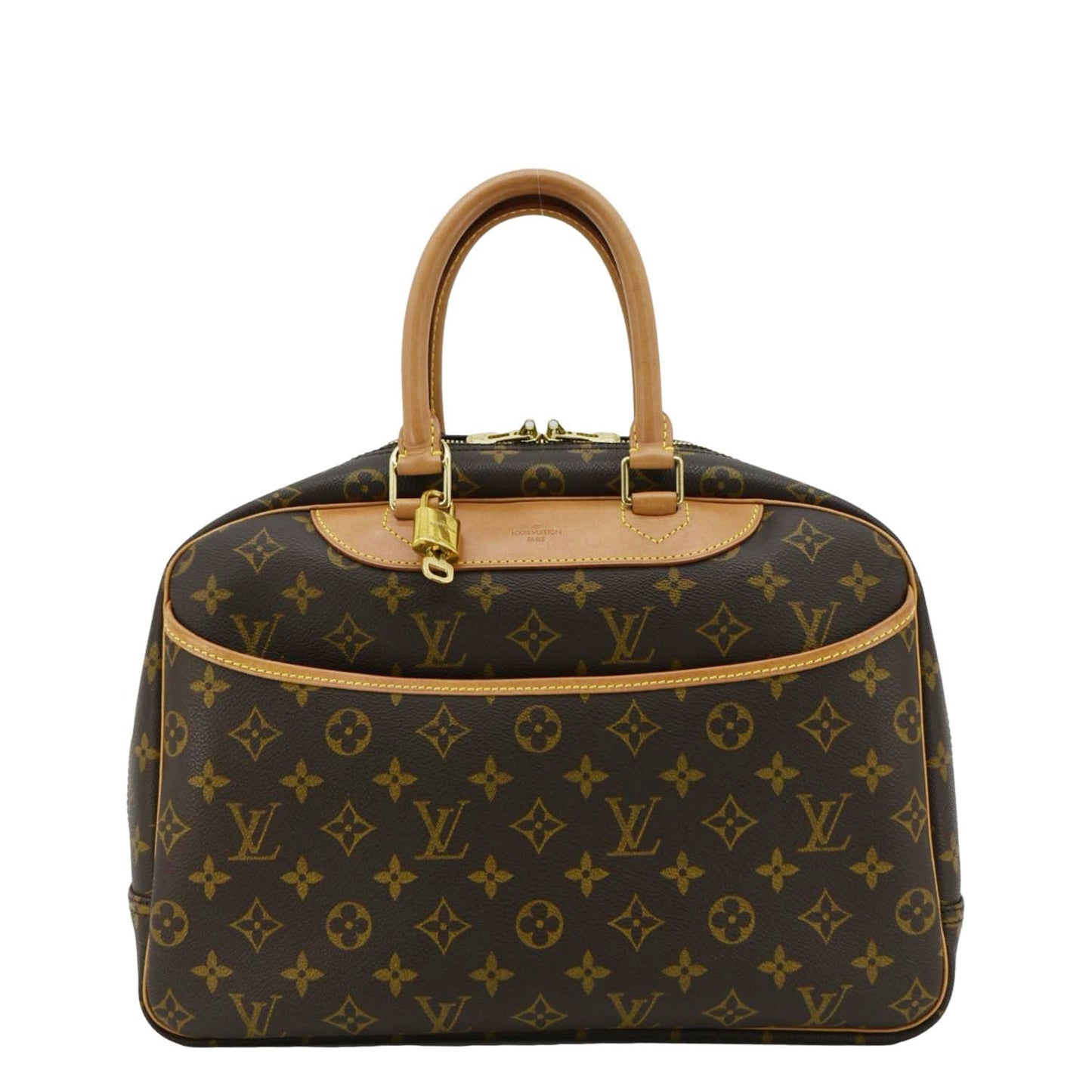 LOUIS VUITTON Deauville Monogram Canvas Satchel Bag Brown