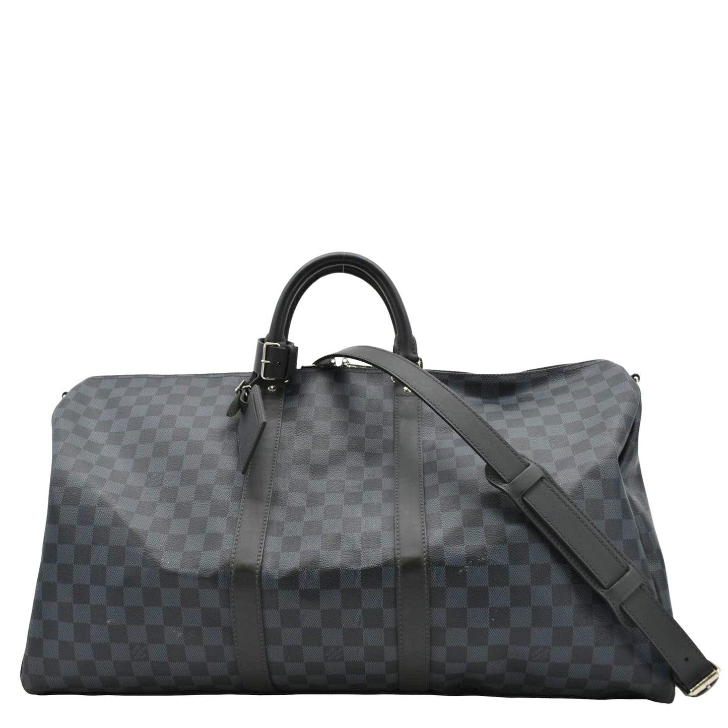 LOUIS VUITTON Keepall 55 Bandouliere Damier Cobalt Travel Bag Black