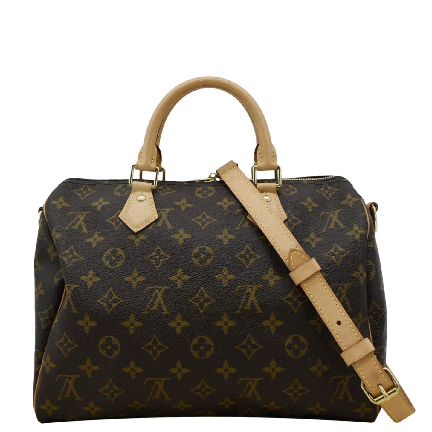 LOUIS VUITTON 30 Monogram Canvas Satchel Bag Brown