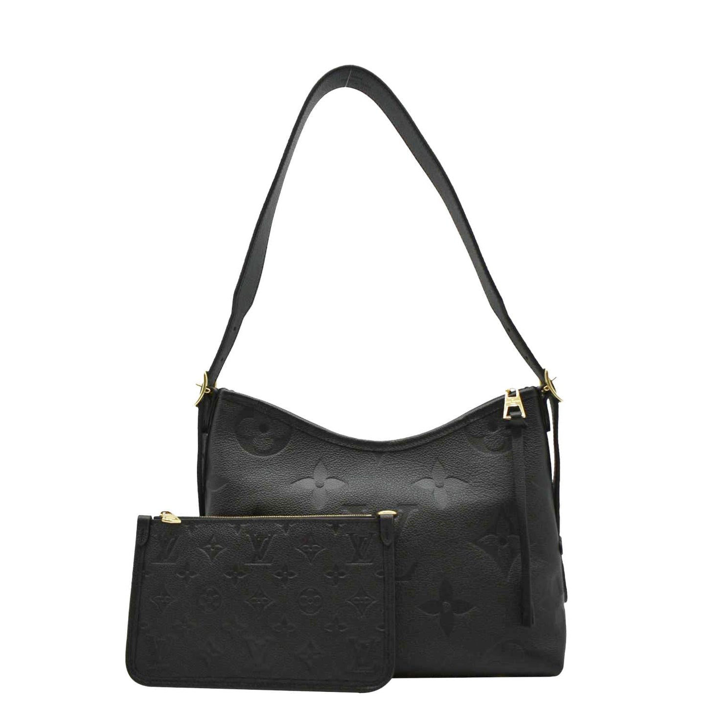LOUIS VUITTON Carryall PM Monogram Empreinte Leather Shoulder Bag Black