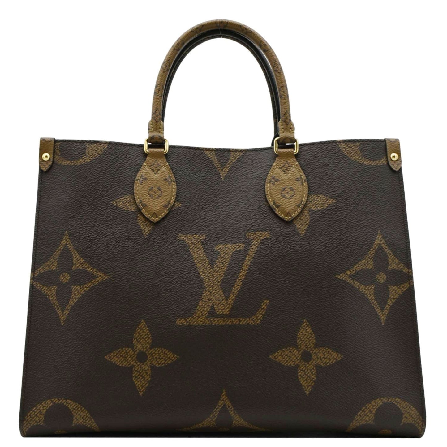 LOUIS VUITTON Onthego MM Giant Monogram Reverse Canvas Tote Bag Brown
