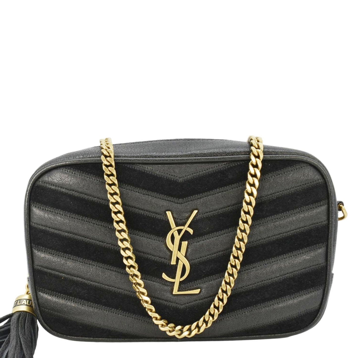 Saint Laurent Lou Leather Black Crossbody Style 36