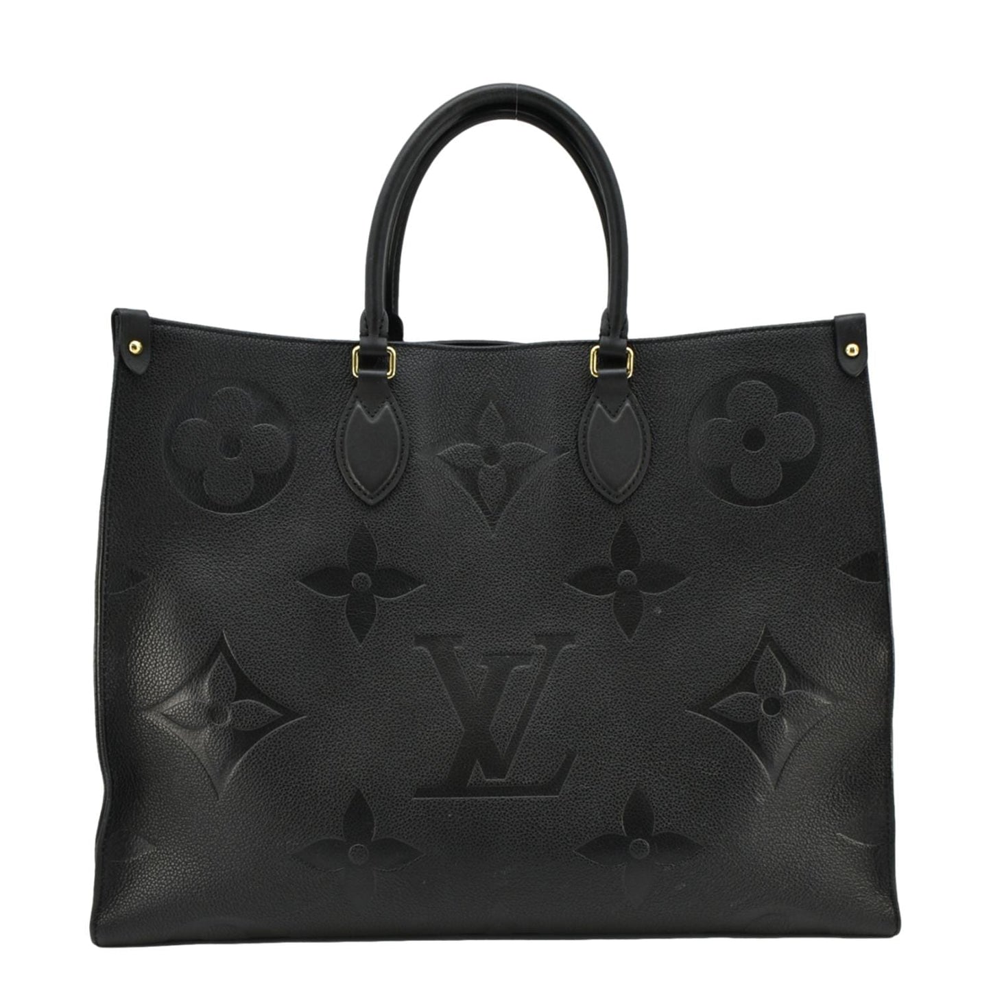 LOUIS VUITTON Onthego GM Monogram Empreinte Leather Tote Bag Black