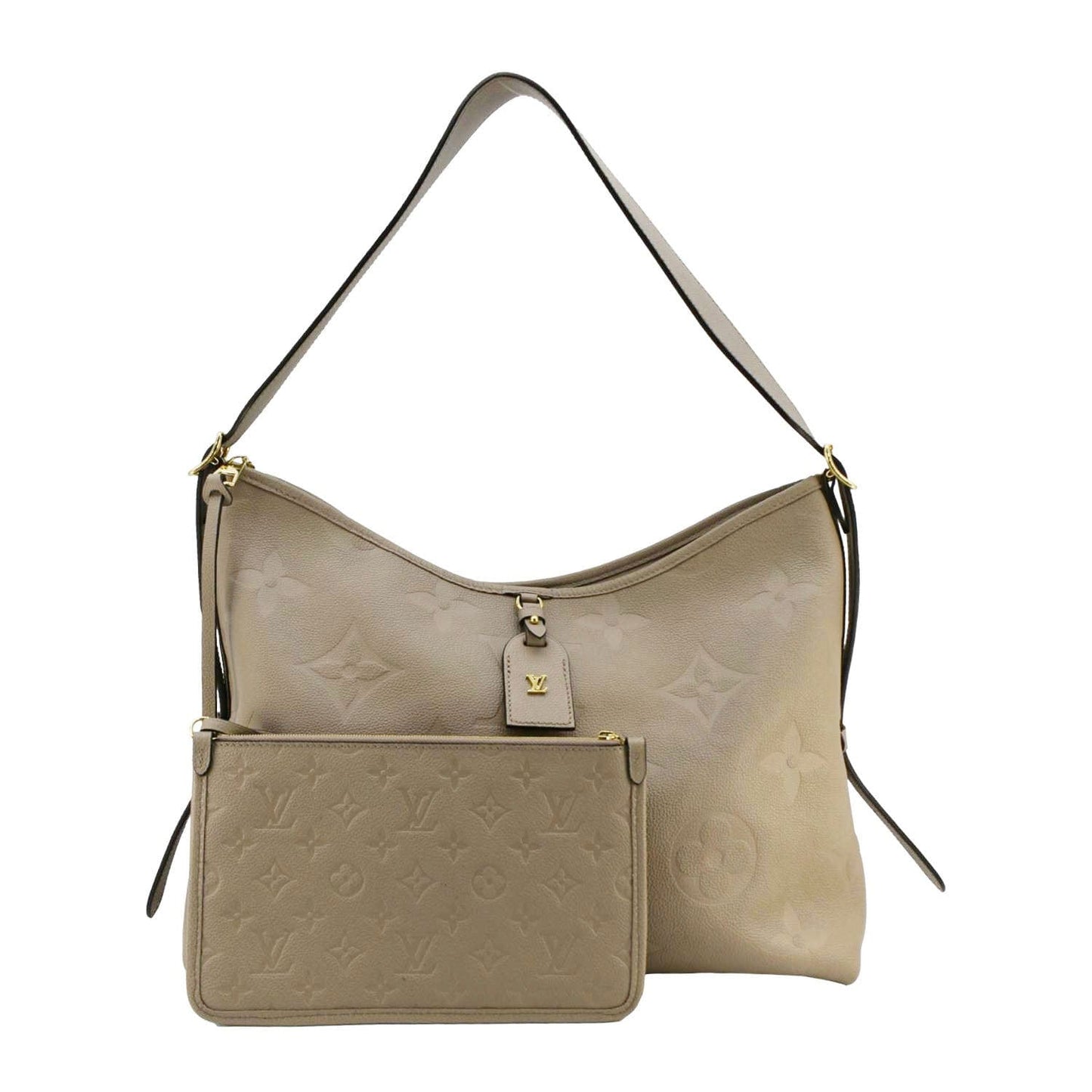 LOUIS VUITTON Carryall MM Empreinte Leather Shoulder Bag Beige
