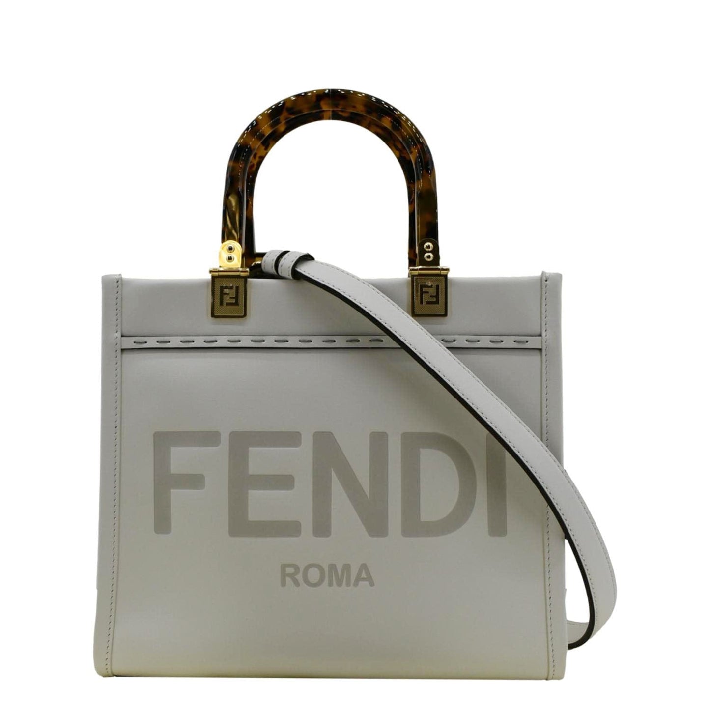 Fendi Sunshine Leather White Tote Bag Leather